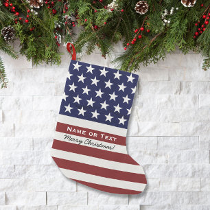 アメリカ米国の旗の愛国心が強いメリークリスマス スモールクリスマスストッキング