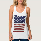アメリカ米国の旗の愛国心が強い7月4日のカスタム タンクトップ (正面)