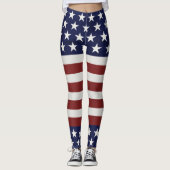 アメリカ米国の旗の愛国心が強い7月4日のカスタム レギンス (正面)