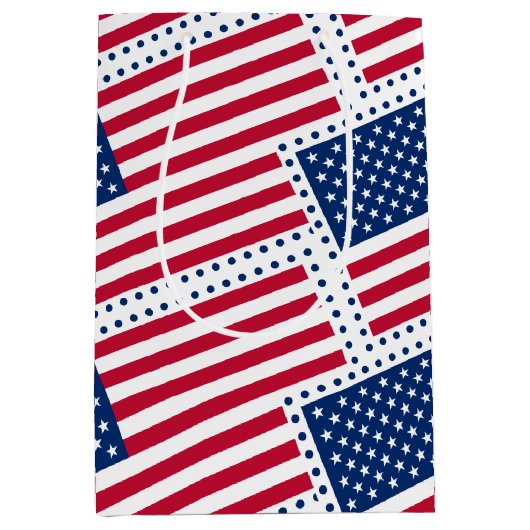 アメリカ米国の旗を祝って下さい ミディアムペーパーバッグ (正面)