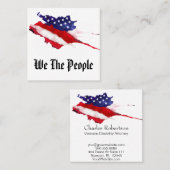 *~*アメリカ米国の旗私達人々の水彩画 スクエア名刺 (正面/裏面)