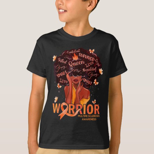 アメリカ系アフリカ人黒人女性クイーン多発性硬化症 Tシャツ (正面)