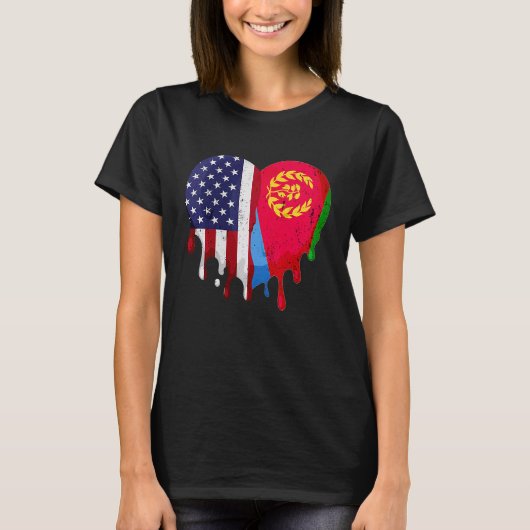 アメリカ系エリトリア人の文化遺産月間 エリトリア国旗 Hear Tシャツ (正面)