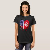 アメリカ系チュニジア人文化遺産月間 チュニジアの旗 耳 Tシャツ (正面フル)