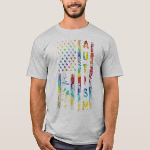 アメリカ素晴らしとの自閉症啓発月デザイン Tシャツ