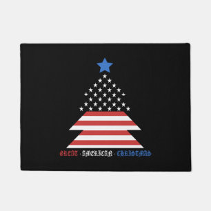 アメリカ素晴らしのクリスマス愛国的なクリスマスツリー ドアマット