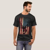 アメリカ素晴らし国旗の愛国鹿狩りギフト Tシャツ (正面フル)