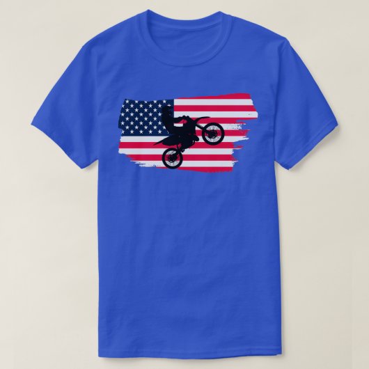 アメリカ素晴らし国旗Dirt bikeMotocrossデザイン Tシャツ (デザイン正面)