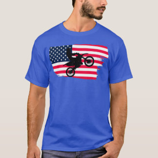 アメリカ素晴らし国旗Dirt bikeMotocrossデザイン Tシャツ