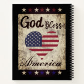 アメリカ素朴ハート旗を祝福する愛国神 ノートブック (裏面)