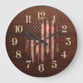 アメリカ素朴動揺して国旗の時計 ラージ壁時計 (正面)