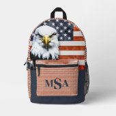 アメリカ素朴国旗とイーグルパーソナライズされた プリントバックパック (正面)