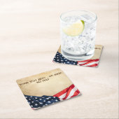 アメリカ素朴国旗のアメリカ愛国的なヴィンテージレース スクエアペーパーコースター (インサイチュ)