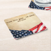 アメリカ素朴国旗のアメリカ愛国的なヴィンテージレース スクエアペーパーコースター (アングル)
