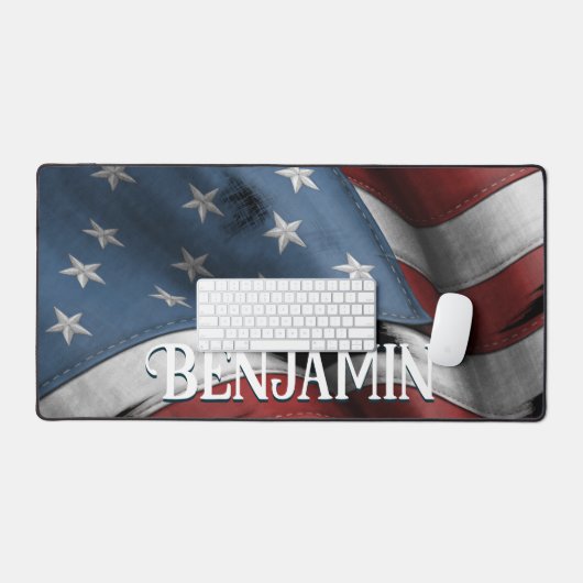 アメリカ素朴国旗のモノグラム デスクマット (キーボード&マウス)