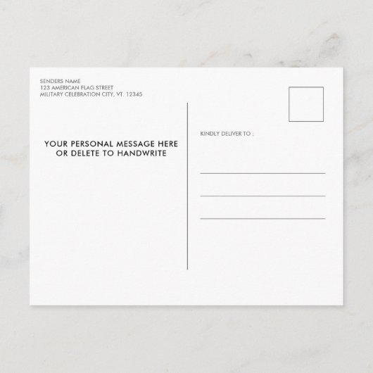 アメリカ素朴国旗の愛国的な家族懇親会 インビテーションポストカード (裏面)