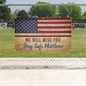 アメリカ素朴国旗の軍隊の遠くにパーティー 横断幕 (インサイチュ)