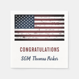 アメリカ素朴国旗の軍隊退職パーティー スタンダードカクテルナプキン