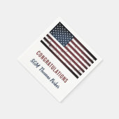 アメリカ素朴国旗の軍隊退職パーティー スタンダードカクテルナプキン (角)