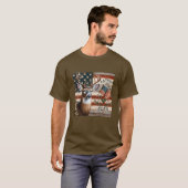 アメリカ素朴国旗の鹿"愛国者ポップ"狩り Tシャツ (正面フル)
