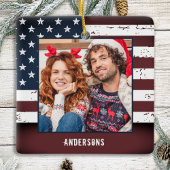 アメリカ素朴国旗カスタムの2写真愛国的 セラミックオーナメント