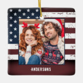 アメリカ素朴国旗カスタムの2写真愛国的 セラミックオーナメント (正面)