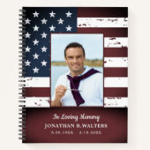 アメリカ素朴国旗軍隊葬儀ゲストブック ノートブック (正面)