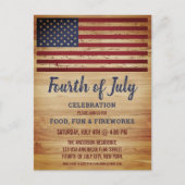 アメリカ素朴国旗47月4日パーティー インビテーションポストカード (正面)