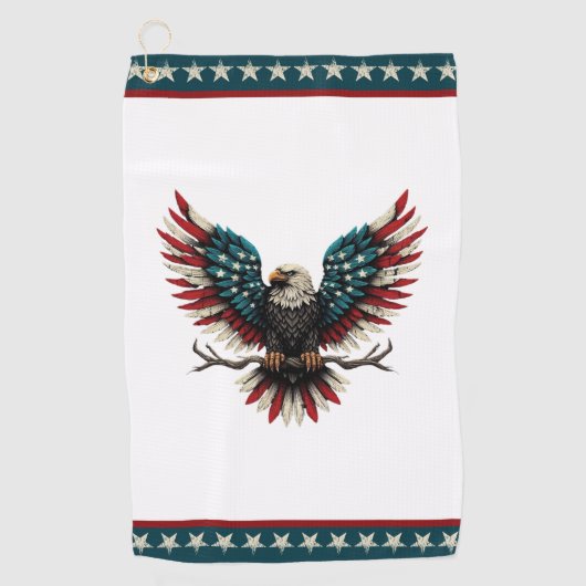 アメリカ素朴/アメリカ産ハゲの鷲 ゴルフタオル (正面)