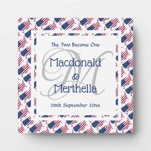 アメリカ結婚記念ギフトカスタムモノグラム フォトプラーク (正面)