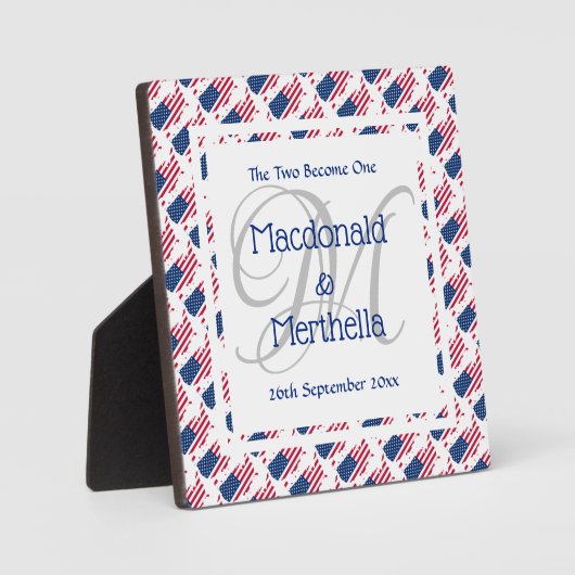 アメリカ結婚記念ギフトカスタムモノグラム フォトプラーク (正面)