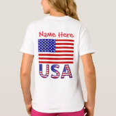 アメリカ統一された州アメリカパーソナライズされたレッドガール Tシャツ (裏面)