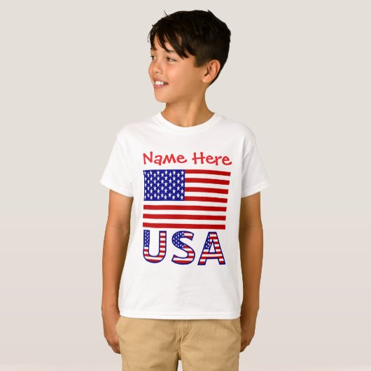 アメリカ統一された州アメリカパーソナライズされたレッドボーイズ Tシャツ (正面フル)