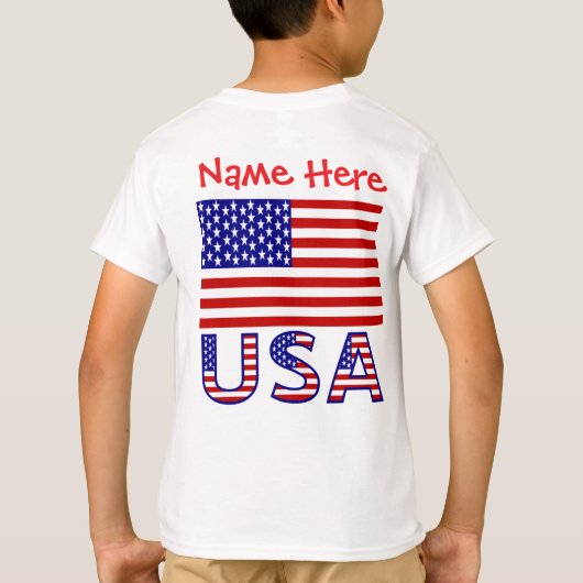 アメリカ統一された州アメリカパーソナライズされたレッドボーイズ Tシャツ (裏面)