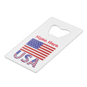 アメリカ統一された州アメリカ国旗の赤個人用設定 クレジットカード栓抜き (裏面アングル)