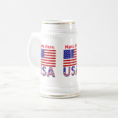 アメリカ統一された州アメリカ国旗の赤個人用設定 ビールジョッキ (正面左)