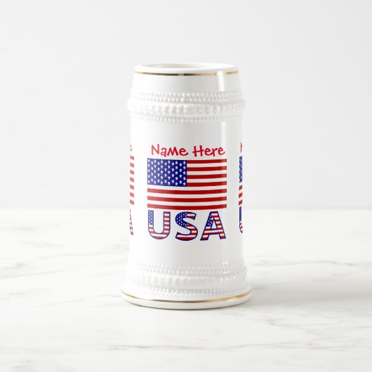 アメリカ統一された州アメリカ国旗の赤個人用設定 ビールジョッキ (中央)