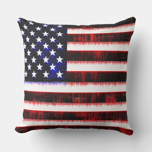 アメリカ統一された州 – アメリカ国旗、霧雨 クッション (正面)