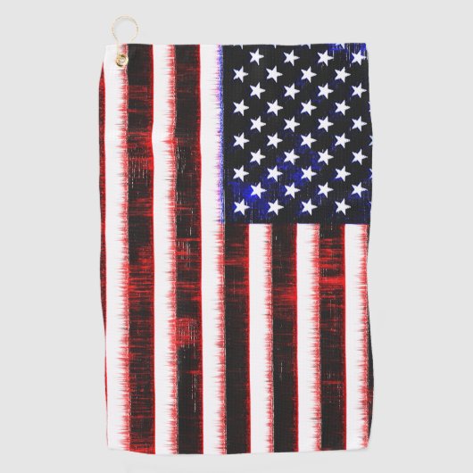 アメリカ統一された州 – アメリカ国旗、霧雨 ゴルフタオル (正面)