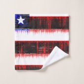 アメリカ統一された州 – アメリカ国旗、霧雨 バスタオルセット (ウォッシュタオル)