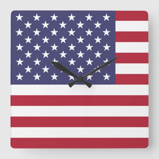 アメリカ統一された州USAフラグ スクエア壁時計 (正面)