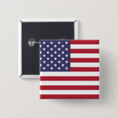 アメリカ統一された州USA国旗の四角ボタン 缶バッジ (正面&裏面)
