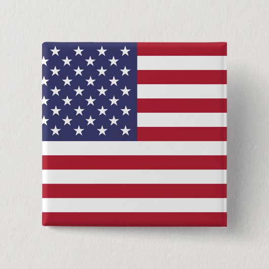 アメリカ統一された州USA国旗の四角ボタン 缶バッジ (正面)