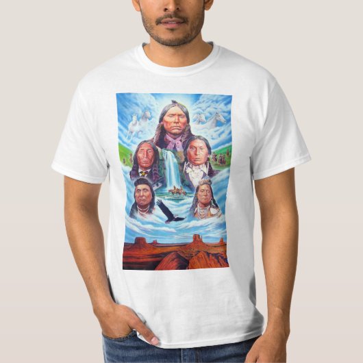 アメリカ絵を描先住民のテンプレートメンズモダン Tシャツ (正面)