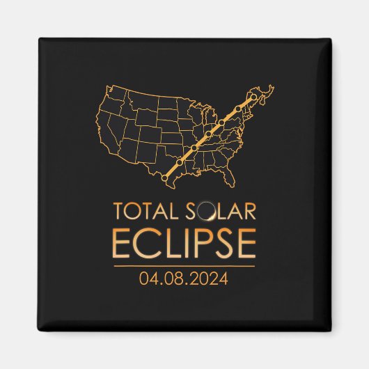 アメリカ総太陽の食2024年4月8日アメリカ地図T マグネット (正面)