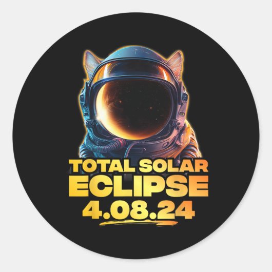 アメリカ総4.08.24皆既食太陽の猫2 ラウンドシール (正面)