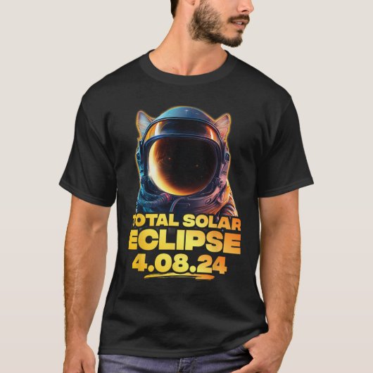 アメリカ総4.08.24皆既食太陽の猫2 Tシャツ (正面)