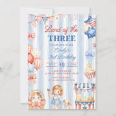アメリカ縞模様の女の子の3歳の誕生日招待状 招待状 (正面)