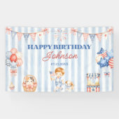 アメリカ縞模様 男の子の誕生日パーティー 横断幕 (横)