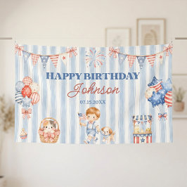 アメリカ縞模様 男の子の誕生日パーティー 横断幕